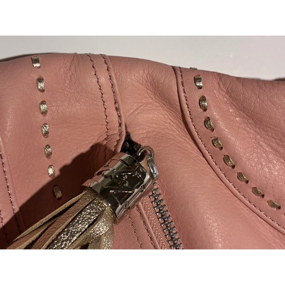 B Makowsky Pink Leather Studded Tassel Crossbody Shoulder Bag - Picture 6 of 7